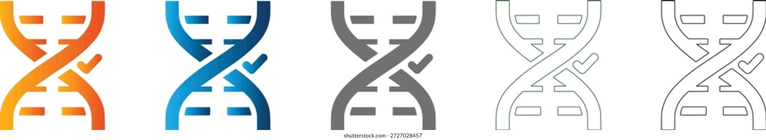 A clear flat icon representing a DNA test helix, presented in a solid black vector style. This isolated icon is part of a larger, consistent icon set.