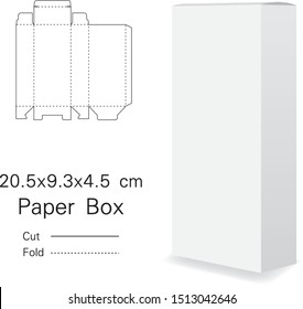 Clear Folding Carton Box With Diecut For Design, Detail, Banner, Background. White Handle Package Template Isolated On White. Retail Pack With Dieline For Your Brand On It