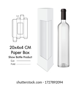 Clear Folding Carton Box and show product with diecut for Design, Detail, Banner, Background. White Handle Package Template isolated on white and black. Retail pack with dieline for your brand on it.