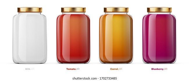 Clear Full Glass Jar For Branding. EPS10 Vector