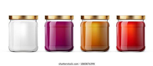 Clear Full Glass Jar For Branding. EPS10 Vector