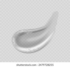 Clear Gel Drop With Bubbles Isolated On A Transparent Background. 3d Gel Smear Has A Smooth And Glossy Texture