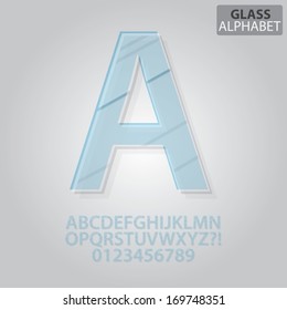 Clear Glass Alphabet and Numbers Vector