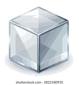 A clear glass cube with polished edges and subtle reflections