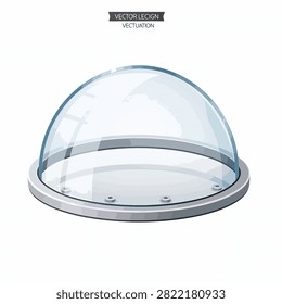 Clear glass dome structure with circular metal frame
