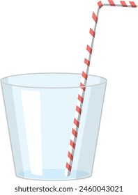 Clear glass filled with water and a red striped straw