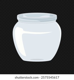 Clear glass jar illustration with a smooth, reflective surface. Ideal for design projects related to packaging, storage, or decorative uses.