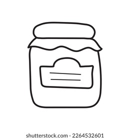 Clear glass jar with lid. storage container isolated on white background. doodle. clipart. vector illustration