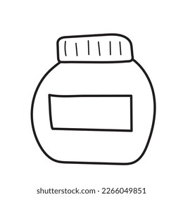 Clear glass jar with lid. storage container isolated on white background. doodle. clipart. vector illustration
