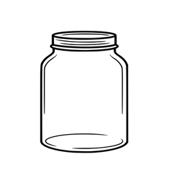 Clear Glass Jar With Lid.Vector Illustration Isolated On White Background.