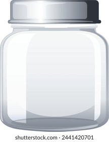 Clear glass jar with a metal lid, vector graphic