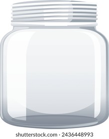 Clear glass jar with a screw-on lid illustration