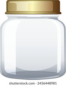 Clear glass jar with a shiny golden cap