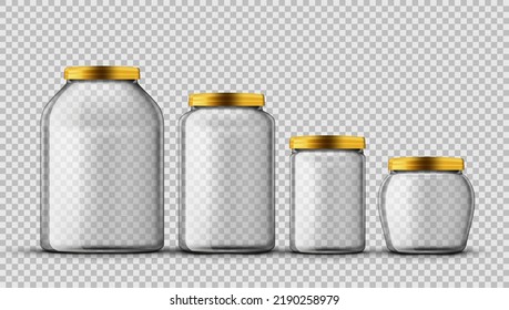 Clear Glass Jars For Canning And Preserving Set. EPS10 Vector