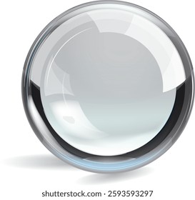 A clear glass sphere with reflective surfaces