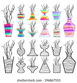 Clear Glass Vase Set With Color Sand & Branch G