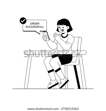 A clear glyph illustration of order confirmation message