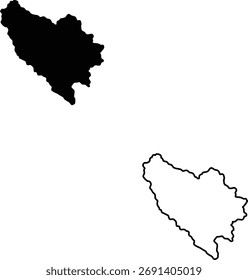 Un gráfico claro que ilustra una forma negra sólida, casi en forma de corazón y su contorno lineal circundante, útil para mapas.