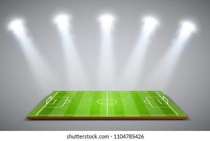 Clear green football or soccer field. Vector illustration