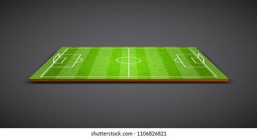 Clear green football or soccer field. Vector illustration