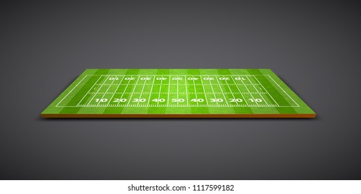 Clear green rugby or soccer field. Vector illustration