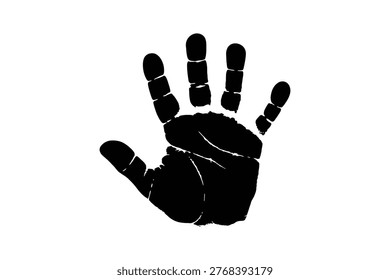 A clear handprint outline with five fingers spread wide isolated on transparent background