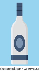clear hard liquor bottle with blue label