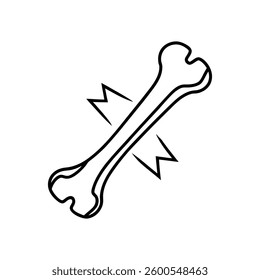 A clear and high-quality bone fracture icon on a white background. Perfect for medical, healthcare, orthopedic, and educational projects. Ideal for use in infographics, websites, mobile apps, and digi