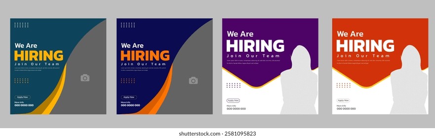 clear hiring post, modern job vacancy, social media, employee, employment, hiring, internet, interview, layout, mail, media, message, open, position, post, poster, company, corporate, discussion