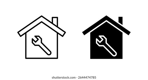 Clear house renovation repair icon set for home improvement, remodeling, and property maintenance. Useful for construction and DIY themes.