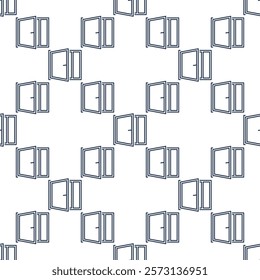 Clear House Window vector concept seamless pattern in outline style
