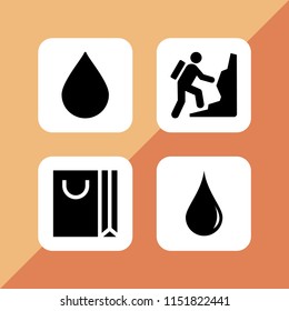 clear icon. 4 clear set with mountain, drop, droplet and bag vector icons for web and mobile app