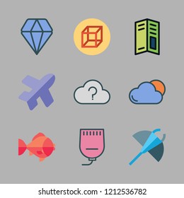 clear icon set. vector set about pamphlet, cube, cloud and gel icons set.
