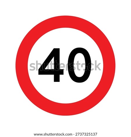 A clear, iconic red and white circular speed limit sign displaying the number 40 in black, indicating a maximum speed restriction for drivers.