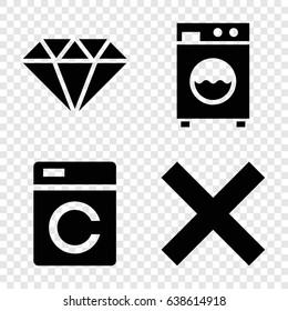 Clear icons set. set of 4 clear filled icons such as washing machine, gem