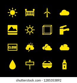 clear icons set with cloud, safety glasses and close rectangular commercial signal vector set
