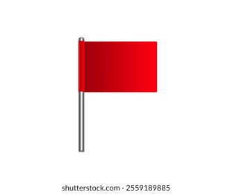 A clear illustration of a bright red flag attached to a shiny metal pole. perfect for designs or educational materials.