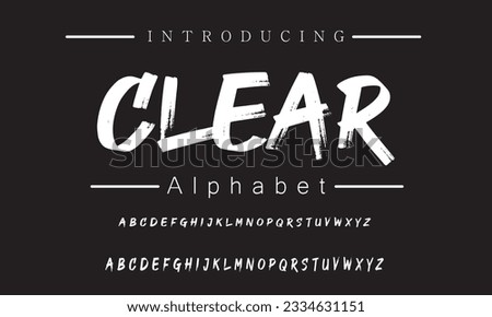 Clear Lettering font isolated on black background. Texture alphabet in street art and graffiti style. Grunge and dirty effect.  Vector brush letters. Stockfoto © 