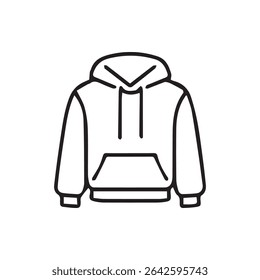 A clear line art image of a hoodie suitable for various design applications and to make it easily customizable for your creative work.