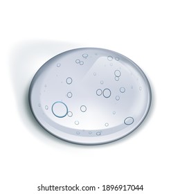 El Gel Líquido Claro Cae Con Burbujas En Fondo Blanco. Vector EPS10