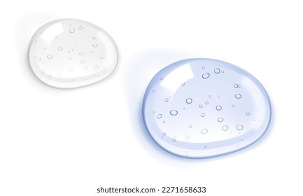 El Gel Líquido Claro Cae Con Burbujas En Fondo Blanco. Vector EPS10