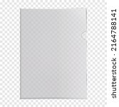 Clear L-shape plastic file folder pocket on transparent background realistic mock-up. PVC corner document sleeve jacket vector mockup