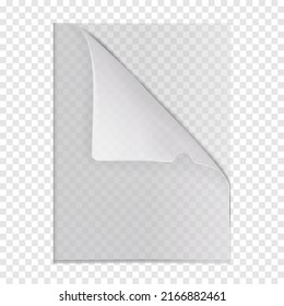 Clear L-shape plastic file folder pocket on transparent background realistic mockup. PVC document sleeve jacket with folded corner vector mock-up svg