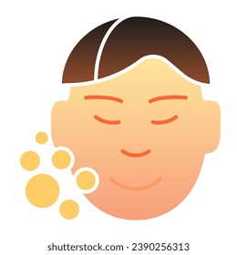 Icono plano de la cara de un hombre limpio. Iconos de color para el cuidado de la piel en un estilo moderno y plano. Diseño de estilo de gradiente de poros abiertos, diseñado para web y app. Eps 10