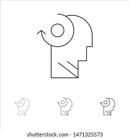Clear, Mind, Your, Head Bold and thin black line icon set. Vector Icon Template background