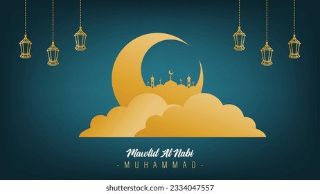 clear minimalist banner template design for the birthday of the prophet Muhammad SAW