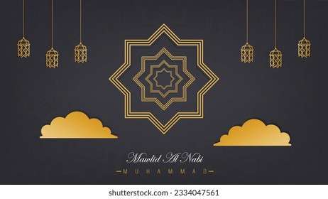 clear minimalist banner template design for the birthday of the prophet Muhammad SAW