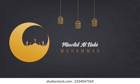 klares minimalistisches Banner-Template-Design für den Geburtstag des Propheten Muhammad SAW