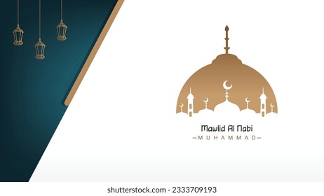 clear minimalist Islamic template design for the celebration of the Prophet's birthday