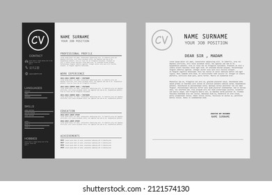 Clear Modern Professional Resume Cv Template Stock Vector (Royalty Free ...